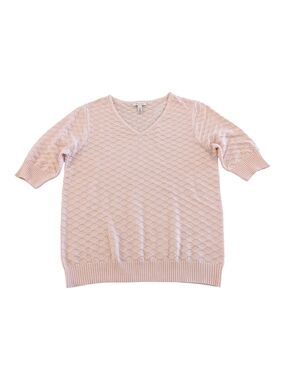 Ella Moss V-Neck Honeycomb Knit Top